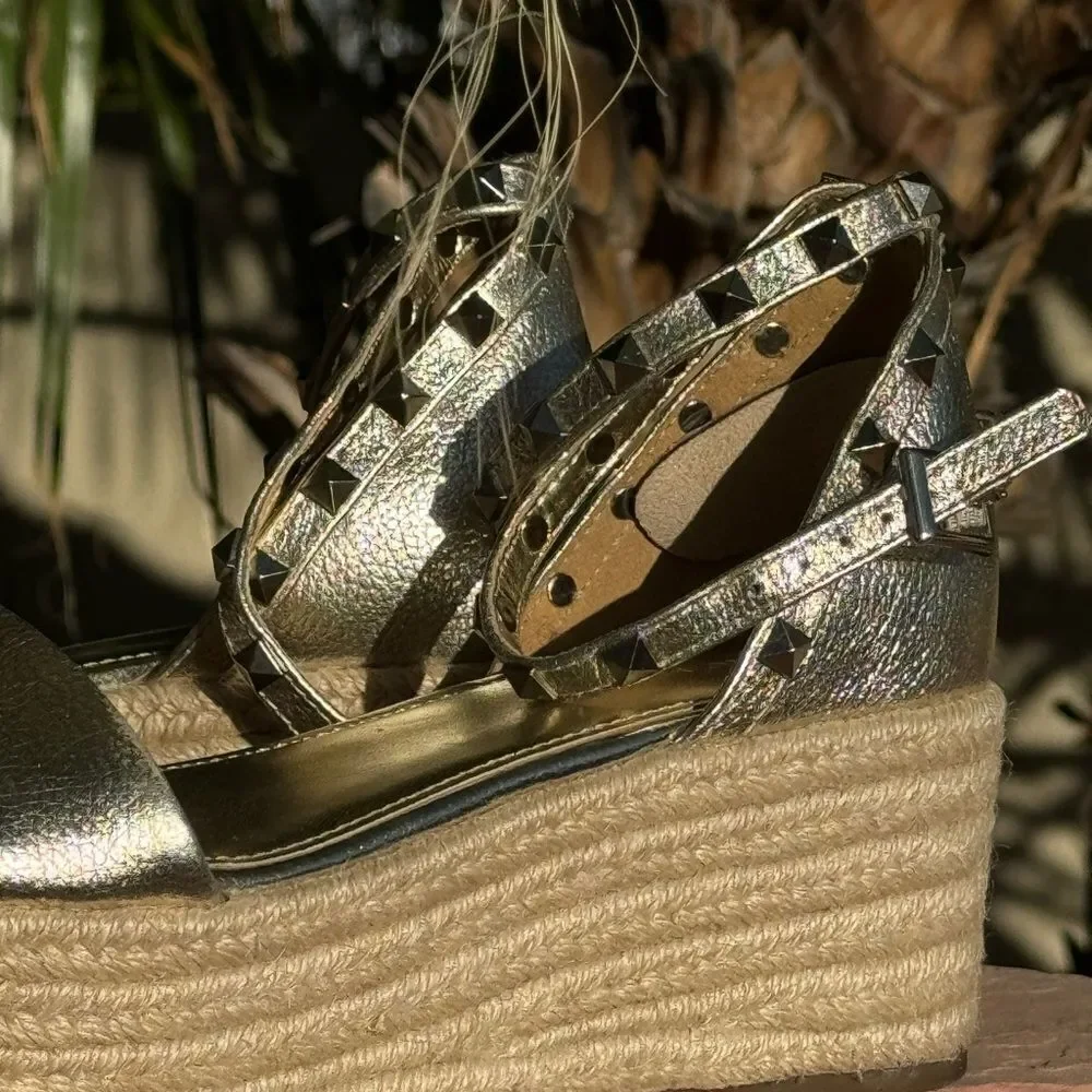 Marc Fisher Shoes Marc Fisher Jazlyn Studded Ankle Strap Espadrille Sandal sz 7